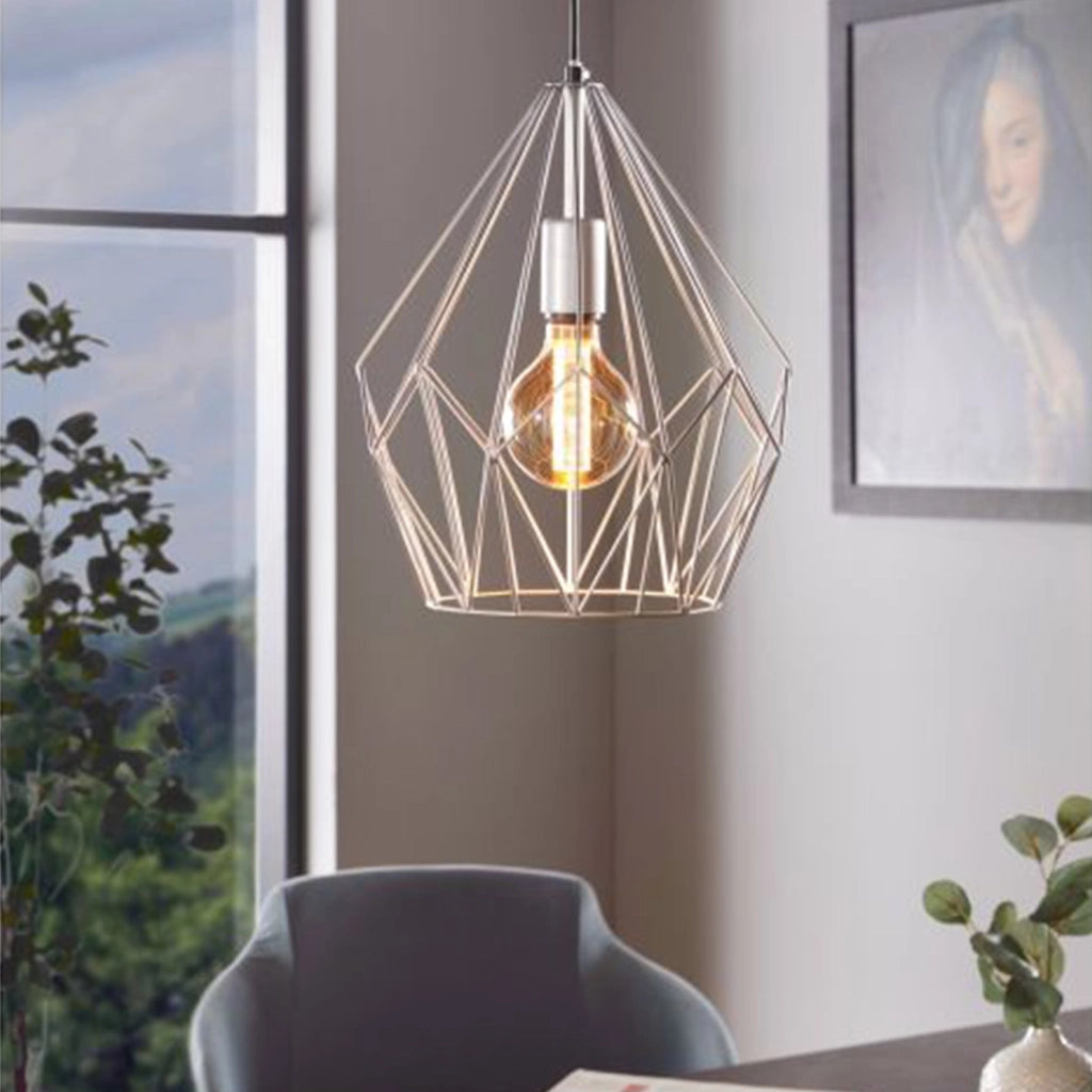 Sospensione Rustica-Country Cartlton Acciaio Argento 1 Luce E27