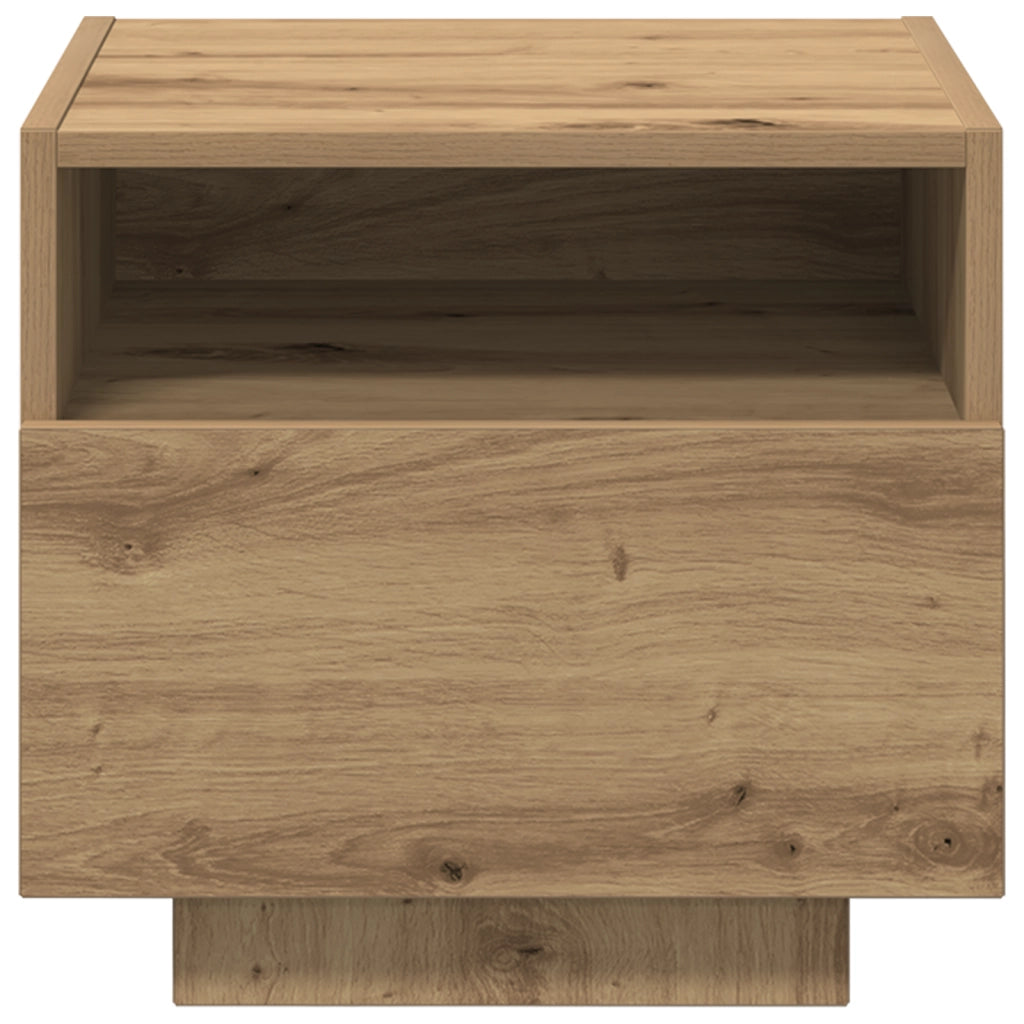 Comodino  con luci LED Rovere artigianale 40x39x37 cm