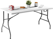 Tavolo Pieghevole da Campeggio con Maniglia, Tavolo da Pranzo Inerno e Esterno Portatile, Salvaspazio, 153 x 74 x 74 cm, Capacità 150 kg, per Giardino Picnic (Modello 2)