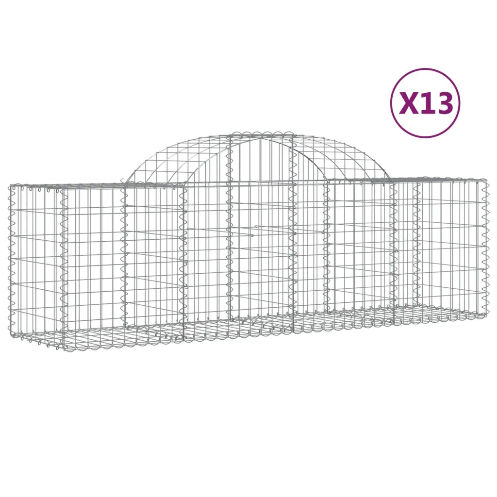 Cesti Gabbioni ad Arco 13 pz 200x50x60/80 cm Ferro Zincato 3146289