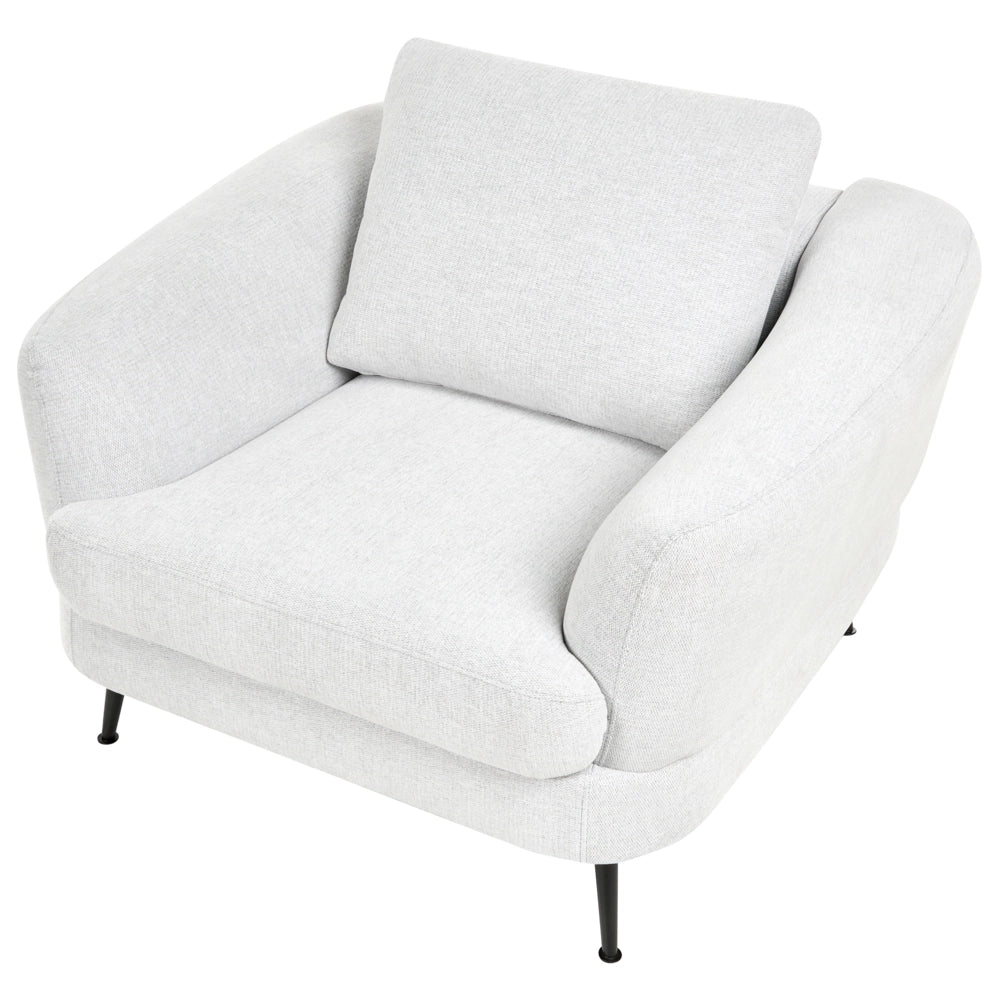 Poltrona Rivestimento in ciniglia con braccioli Gambe in ferro Soggiorno bianco sporco stile moderno