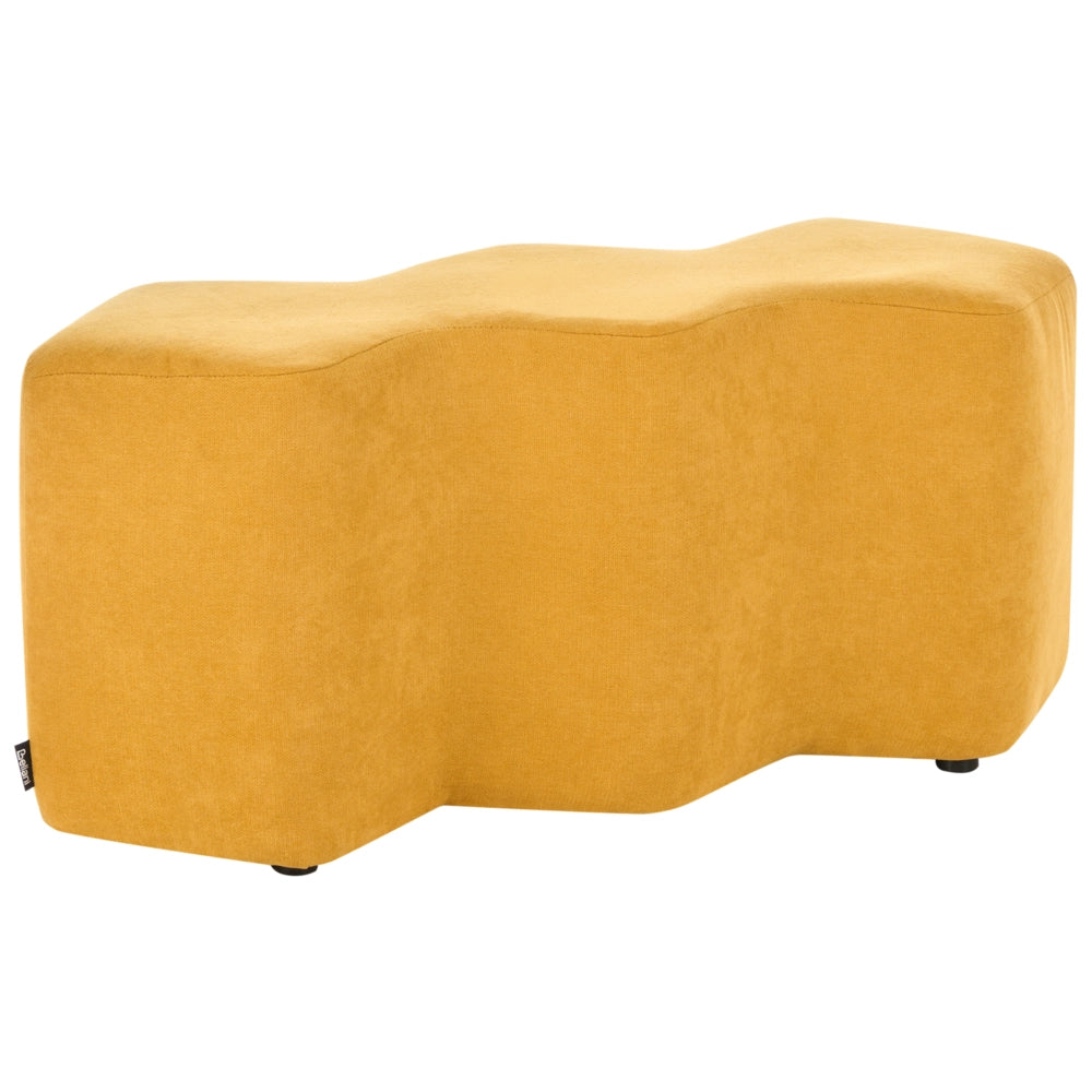 Pouf imbottito in tessuto per camera da letto e soggiorno 86 x 30 forma irregolare giallo senape stile scandinavo