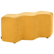 Pouf imbottito in tessuto per camera da letto e soggiorno 86 x 30 forma irregolare giallo senape stile scandinavo
