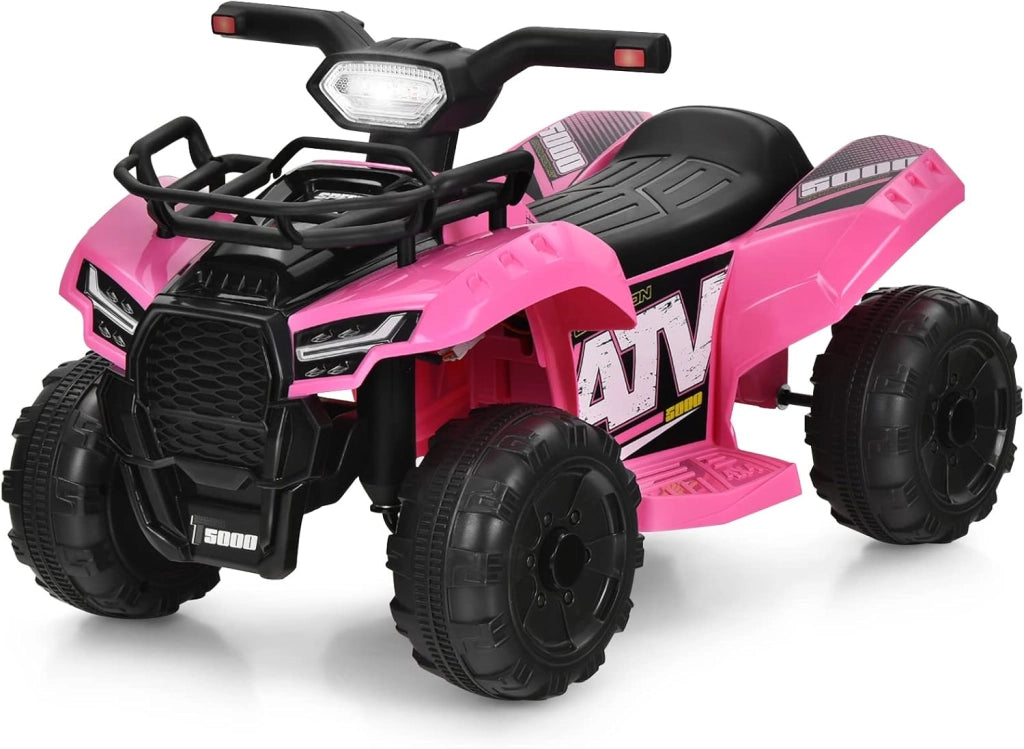 Quad Elettrico per Bambini, Auto Elettrica Cavalcabile con luce LED Musica e Box Anteriore, Mini Quad Regalo per Bambini 18-36 Mesi (Rosa)