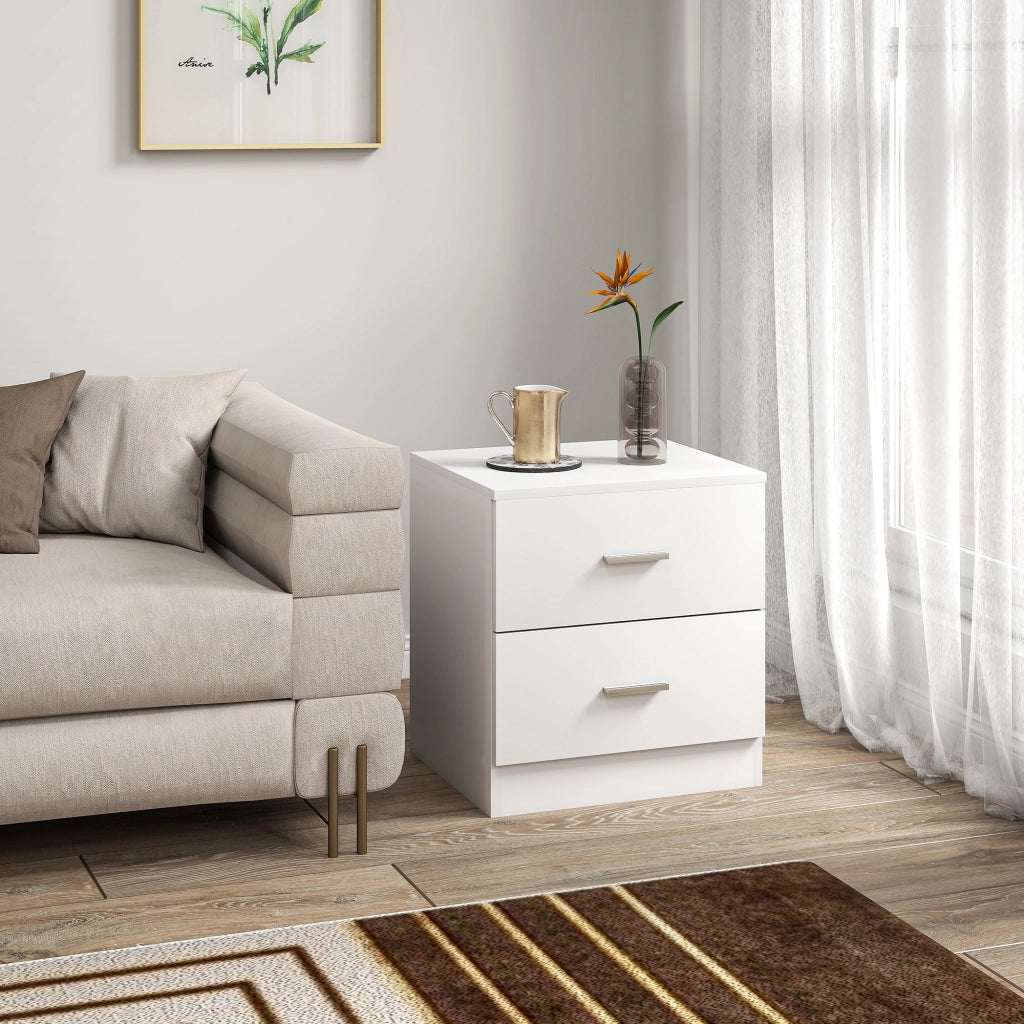Tavolino da notte con 2 cassetti ¨C Zephmum ¨C Bianco 45x39,5x49 cm