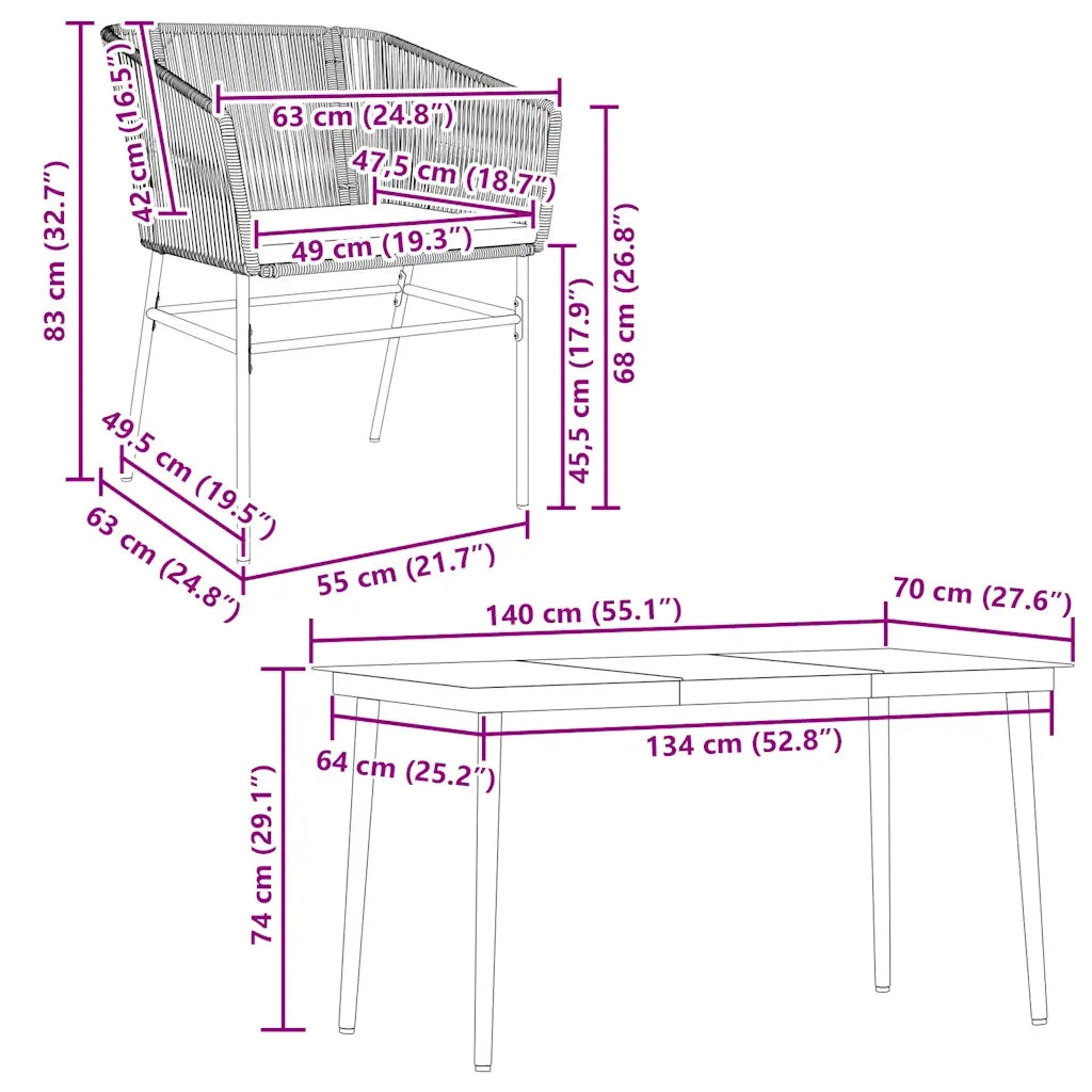 Set da Pranzo da Giardino con Cuscini 5 pz | Set Salotto da Giardino Polyrattan Vetro