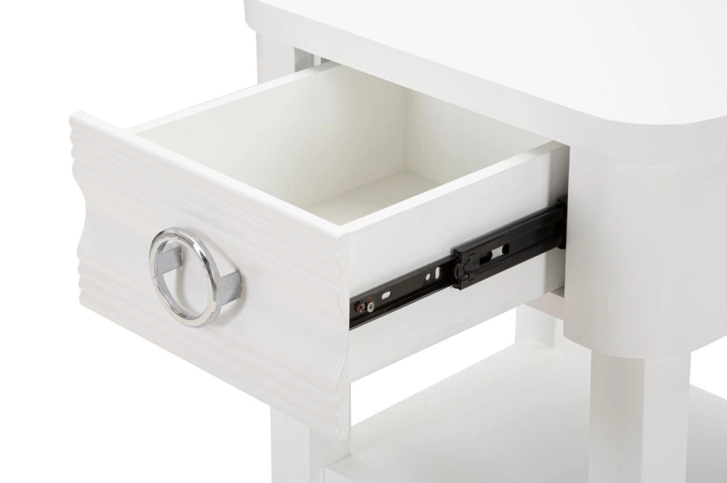 Comodino Shine 45x54x40 cm in Legno MDF e Metallo Bianco