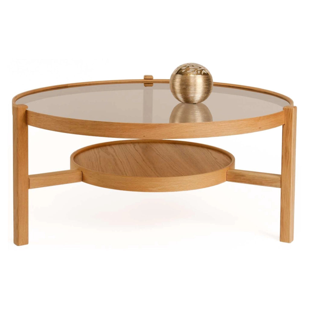 Olzai, Tavolino da Salotto un Vano, 100x100x48h cm Marrone Rovere