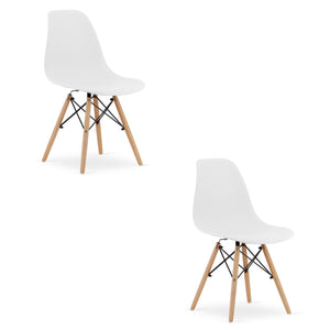 Sedia Valora OSAKA bianca con gambe naturali, design ergonomico x2