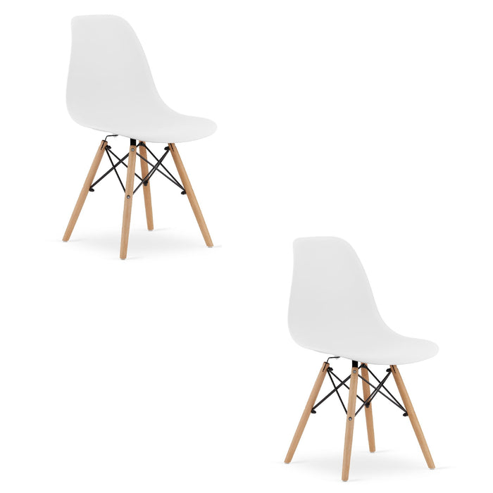 Sedia Valora OSAKA bianca con gambe naturali, design ergonomico x2