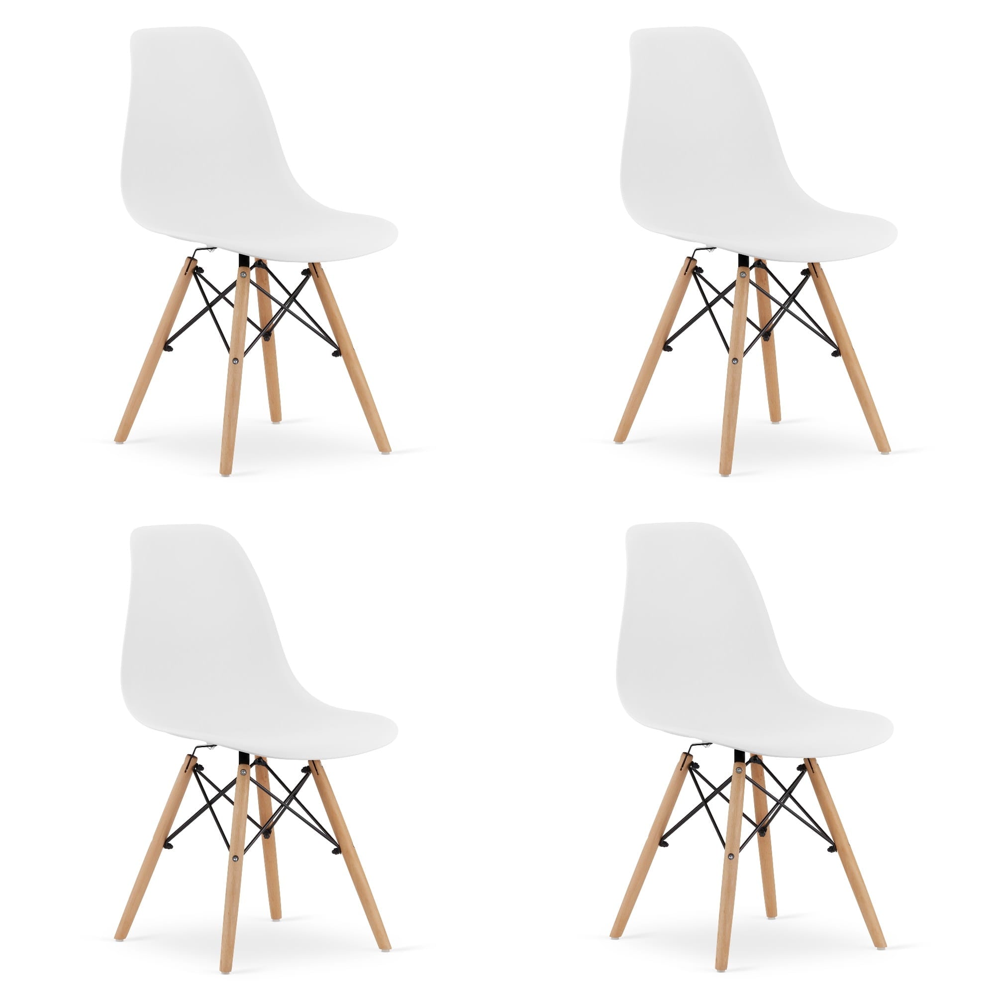 Sedia Valora OSAKA bianca con gambe naturali, design ergonomico x4