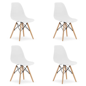 Sedia Valora OSAKA bianca con gambe naturali, design ergonomico x4