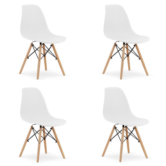 Sedia Valora OSAKA bianca con gambe naturali, design ergonomico x4