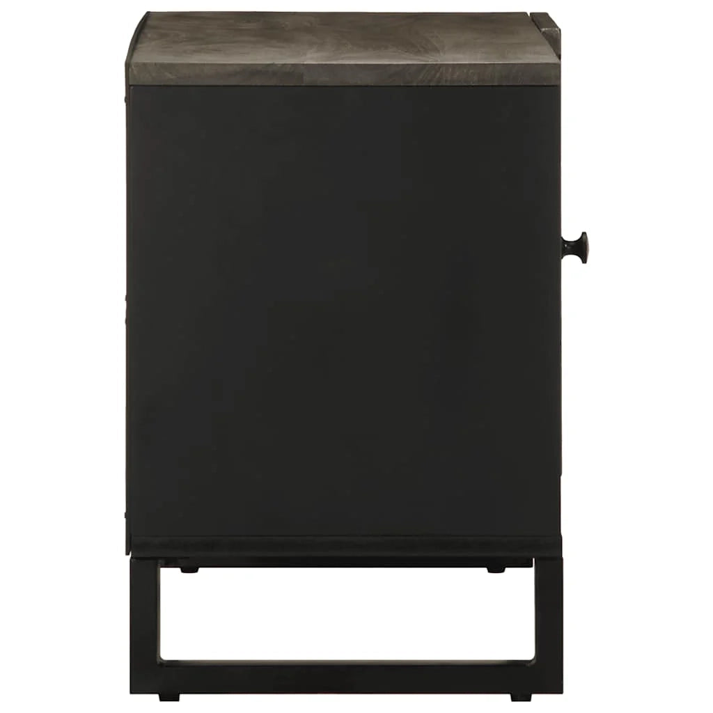 Mobile porta TV moderno nero con pratico contenitore per il soggiorno 80 x 33 x 46 cm in legno massello di mango 02_0057728