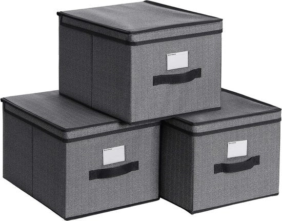 Set di 3 contenitori di archiviazione, baule, cesta e organizzatore di giocattoli