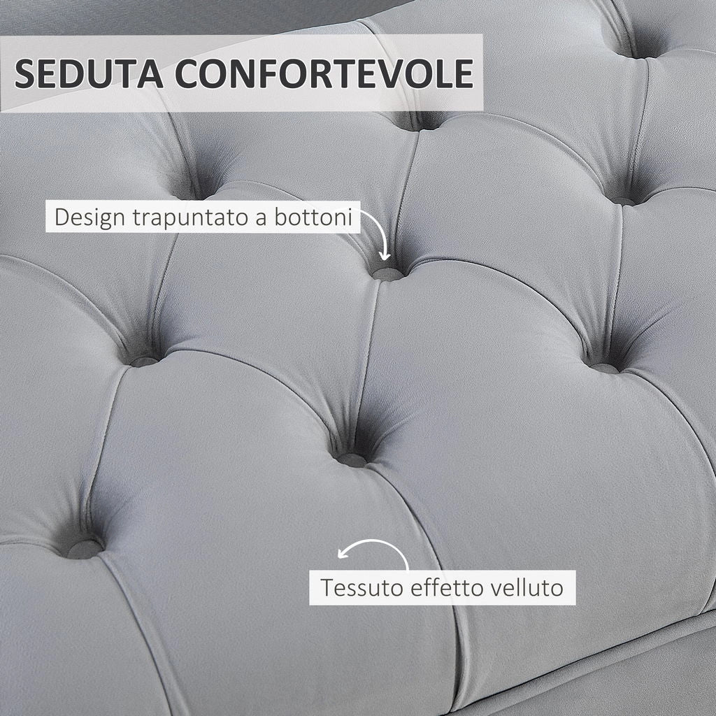 PANCA FONDO LETTO TRAPUNTATA 118X45X42 CM GRIGIO