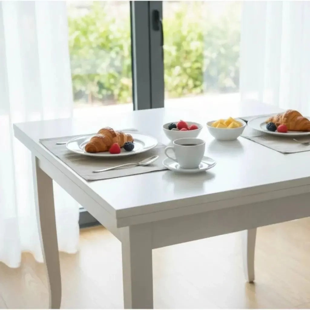 Tavolo rettangolare allungabile legno bianco100x70 (1023) - Mobili 2G