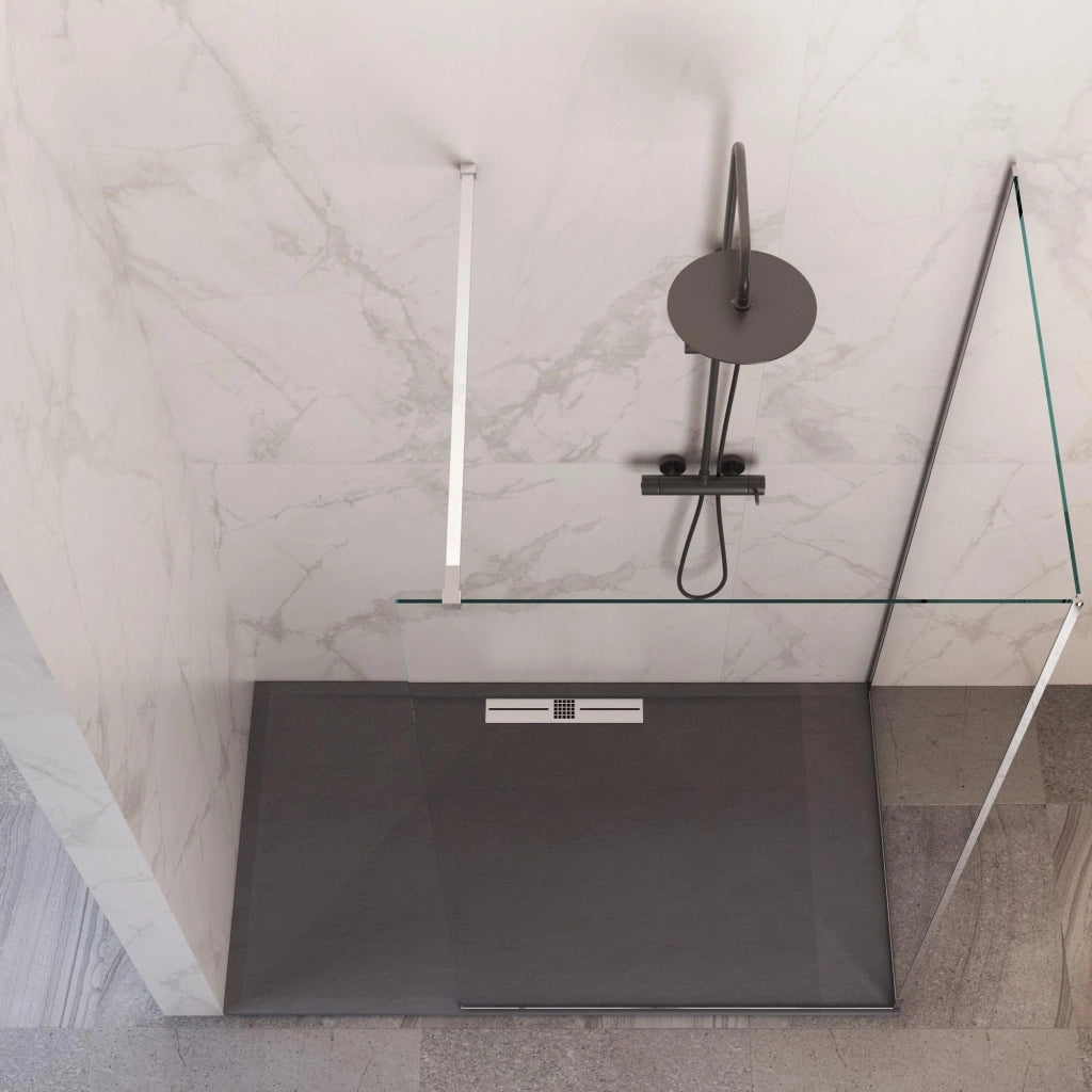Box Doccia Parete Walk-In 90x110 cm 2 Lati in Cristallo Trasparente 8 mm H195 Bonussi Aurore