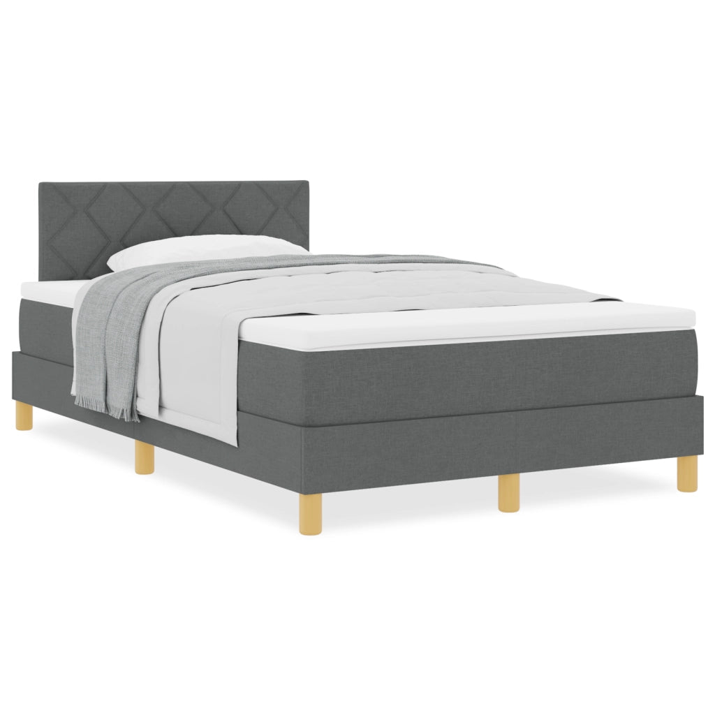 Letto con Rete a Molla con Materasso Grigio Scuro 120x190 cm Tessuto