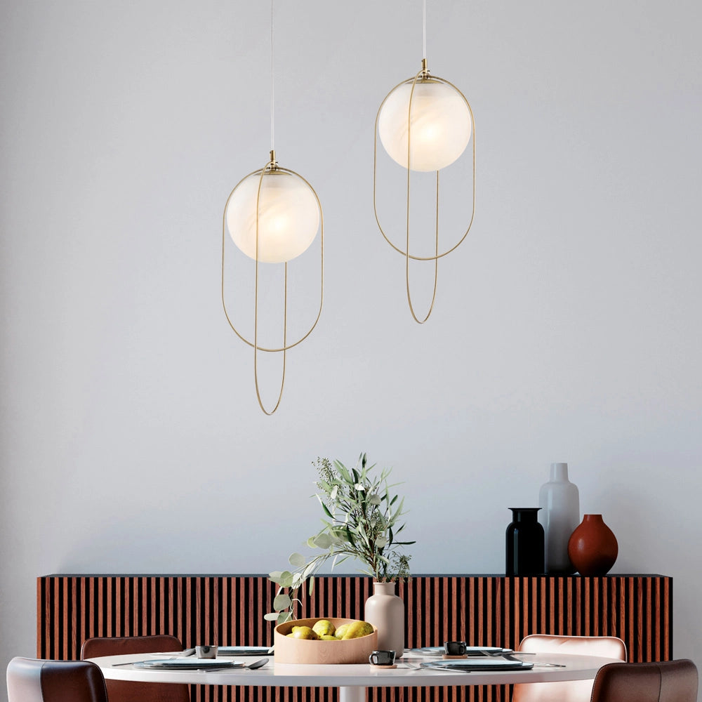 Sospensione in ferro bronzato 1 luce con sfera dm.20 Erik