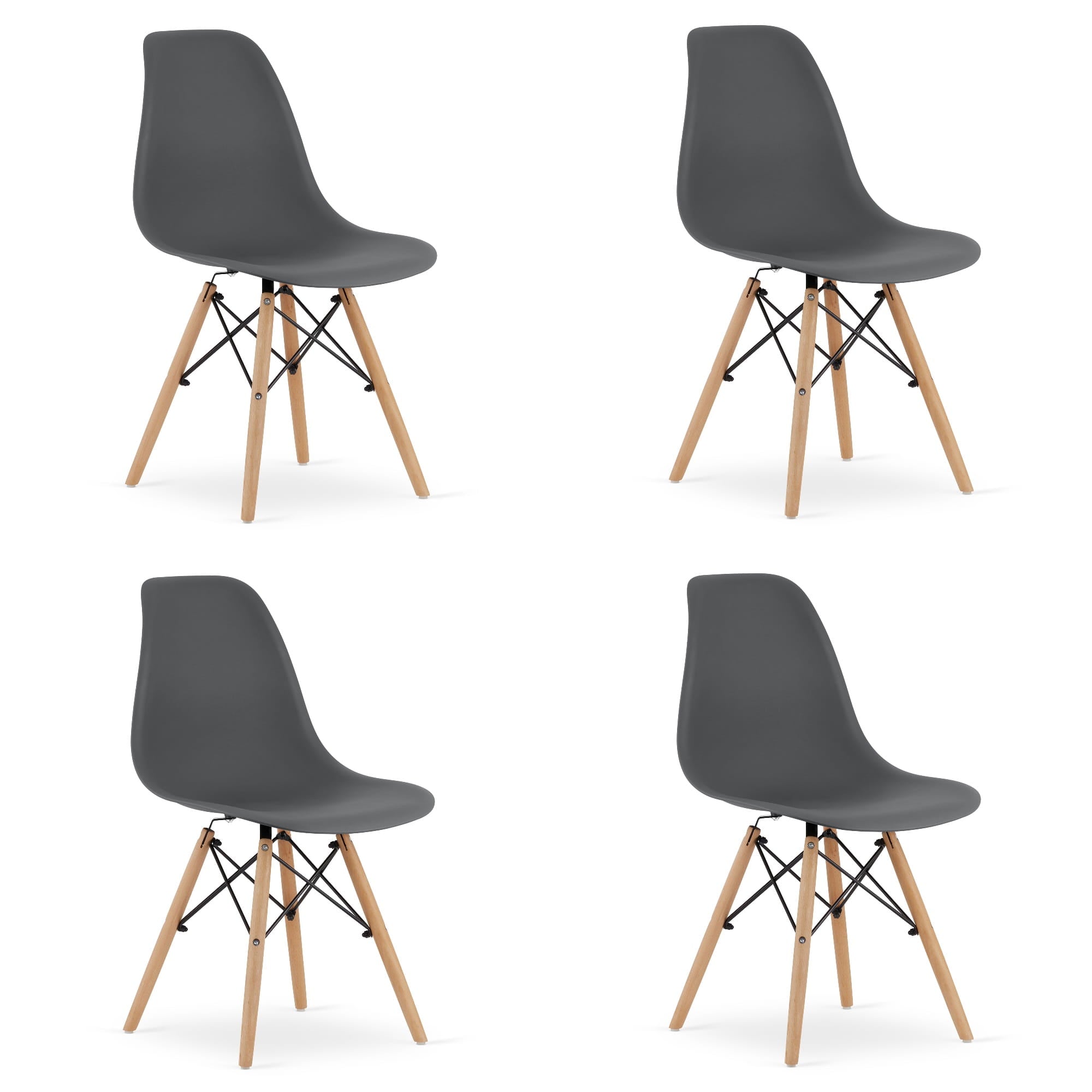 Sedia Valora OSAKA con gambe naturali grigio scuro per soggiorno x4