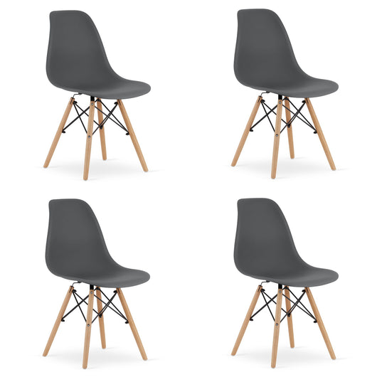 Sedia Valora OSAKA con gambe naturali grigio scuro per soggiorno x4