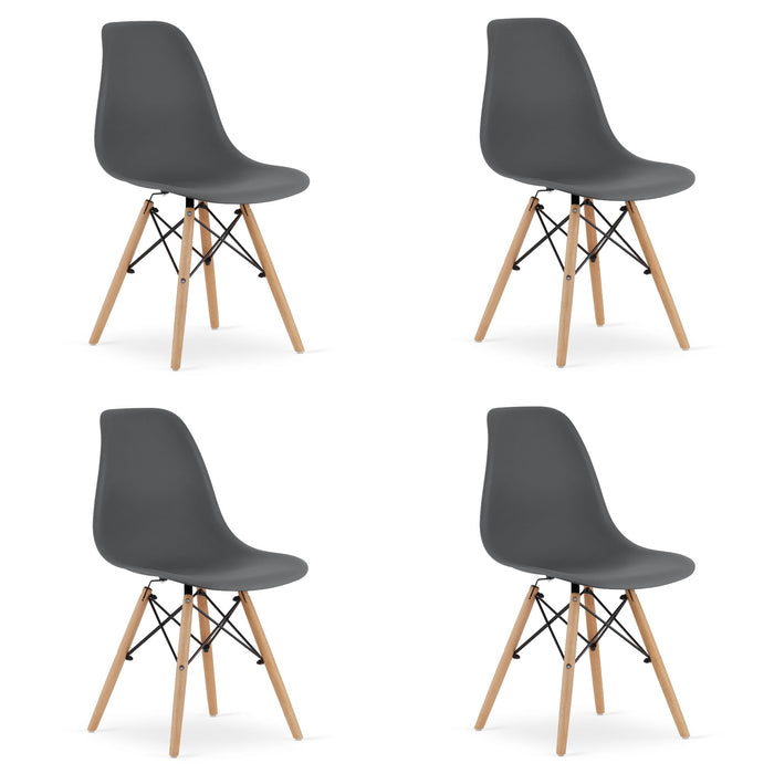 Sedia Valora OSAKA con gambe naturali grigio scuro per soggiorno x4