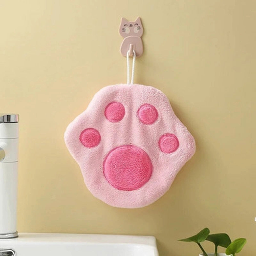 Trade Shop - Asciugamano Morbido Con Impronta Gatto Da Appendere Bagno Bambini Pulizia Casa 10777 -