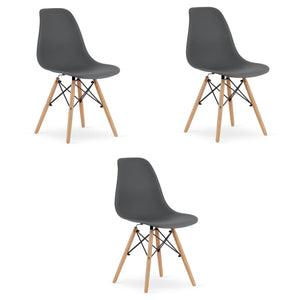 Sedia Valora OSAKA grigio scuro gambe naturali design ergonomico x3