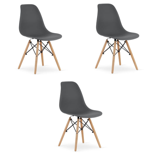 Sedia Valora OSAKA grigio scuro gambe naturali design ergonomico x3