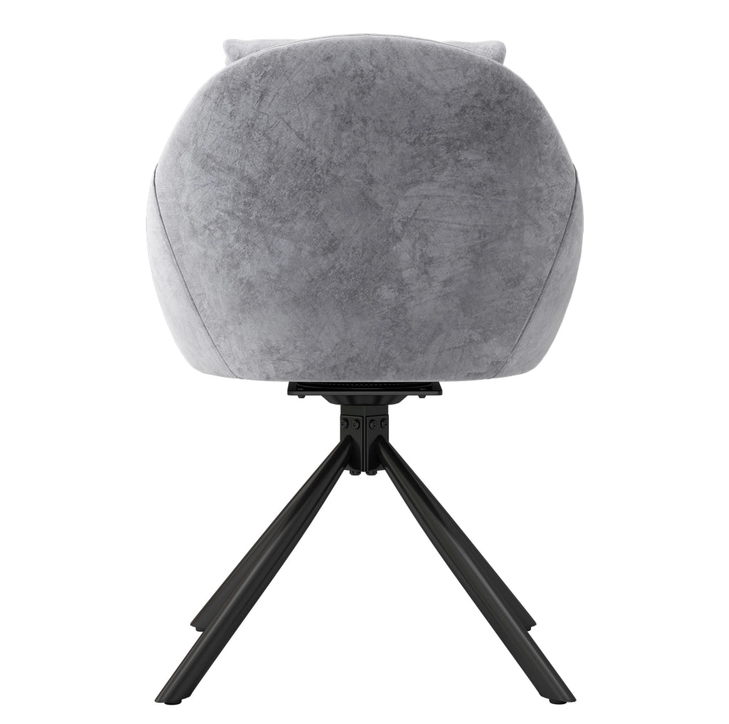 Set di 2 sedie girevoli da pranzo in velluto grigio; ergonomiche; con base in metallo