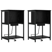Set di 2 Comodini | Armadio da Notte | Mobiletto da notte Rovere Nero 38 x 31 x 61 cm