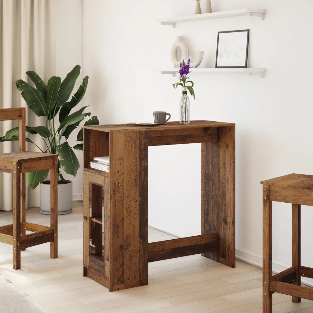 Tavolo Bar con Rastrelliera Antico 101x40x103,5 cm Multistrato