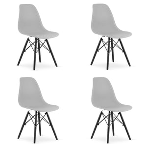 Sedia Valora OSAKA con gambe grigie e nere, design ergonomico x4