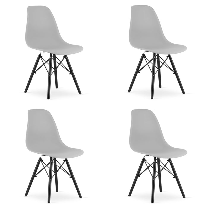 Sedia Valora OSAKA con gambe grigie e nere, design ergonomico x4