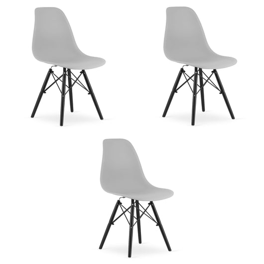 Sedia Valora OSAKA con gambe grigie e nere, design ergonomico x3