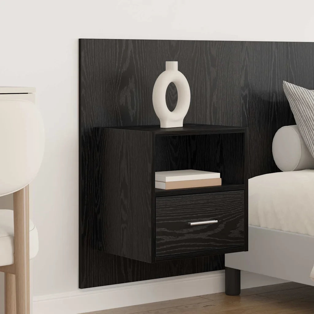Testiera | Testata con Comodino 3 pcs Rovere Nero Legno multistrato