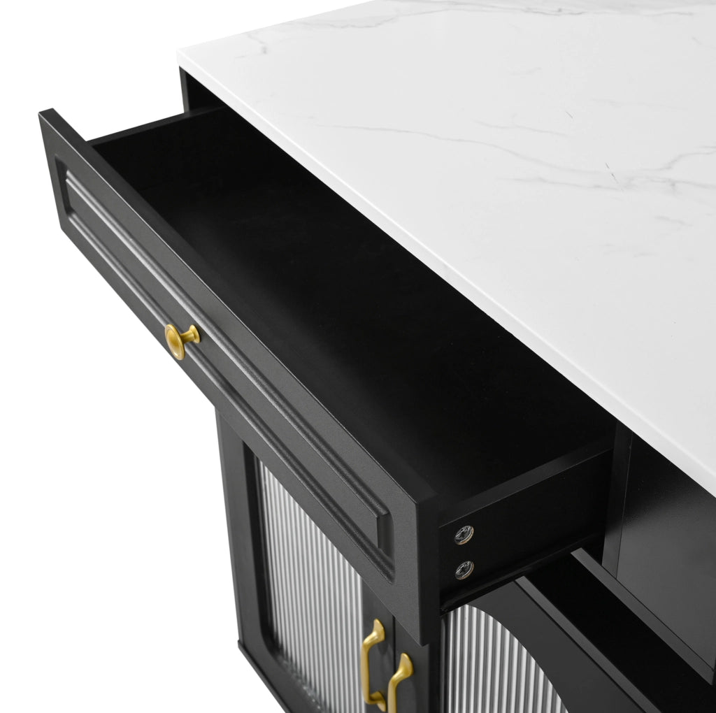 Tavolo da pranzo estensibile ULEVR 128-200x71x92 cm con LED, USB e Type-C, mobile cucina nero