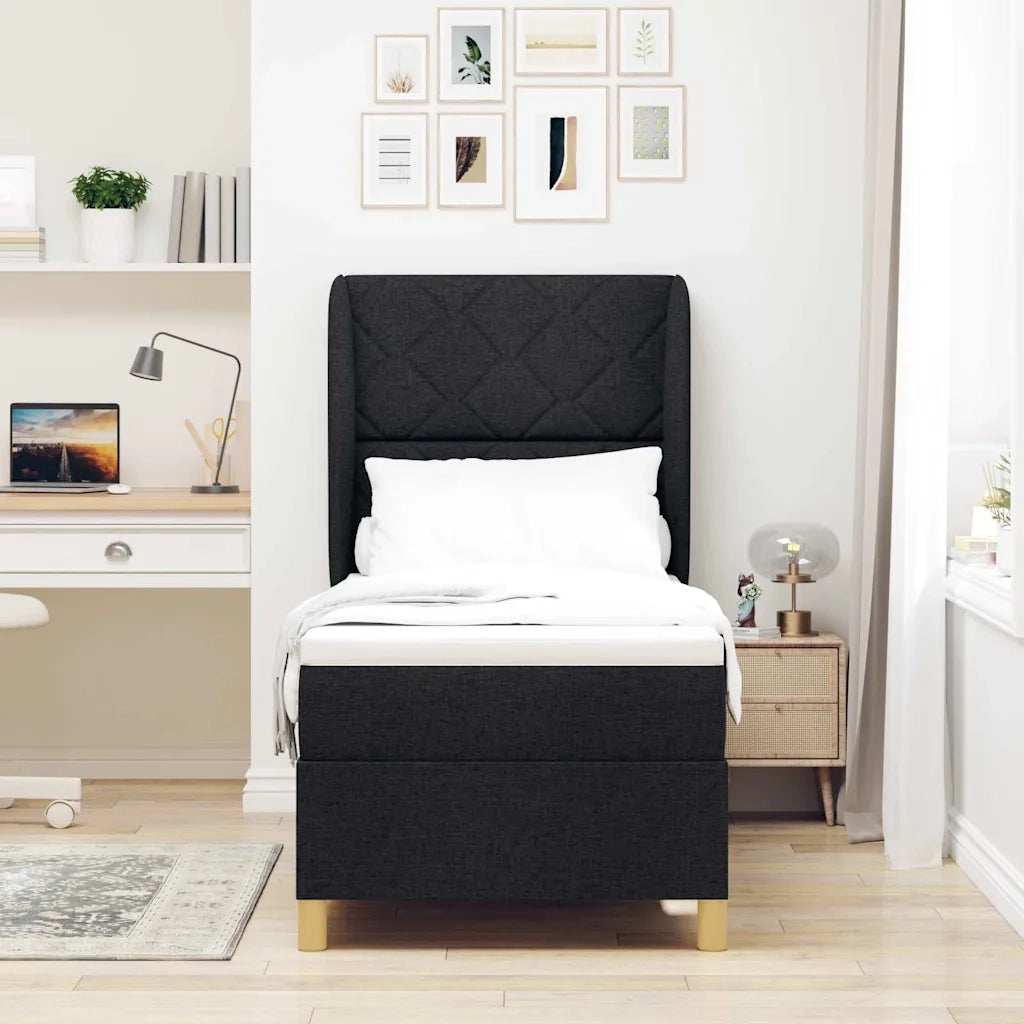 Letto a molle con materasso Nero 200 x 80 cm Tessuto 3340783