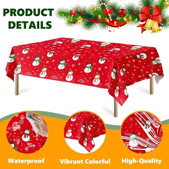 Tavolino Coperto Kerst - Rettilineo 137 x 274 cm - Motivo Fiori di Neve - Copertura per Tavolo da Imbattere - Copertura per Tavolo da Festa - Decorazione per Festa di Natale