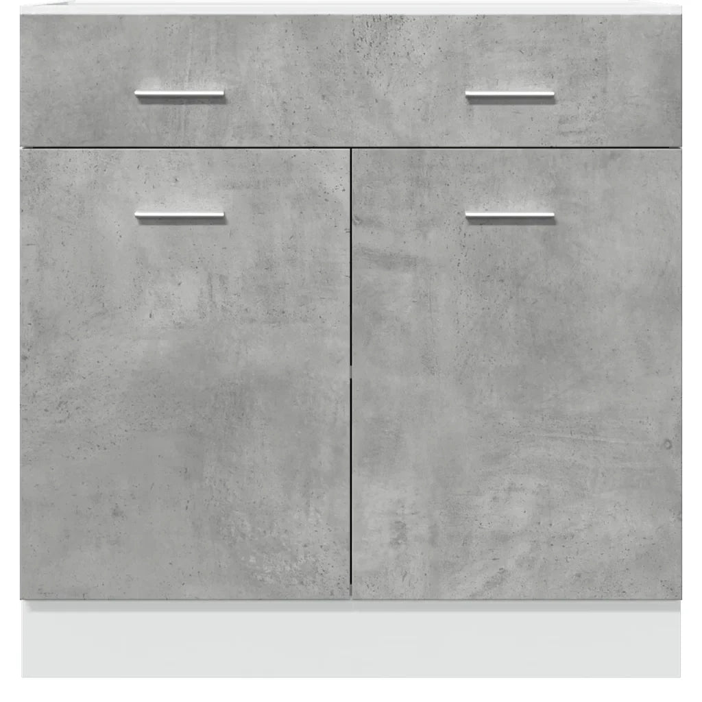 Mobile da cucina moderno con cassetti 80 x 46 x 81,5 cm design pulito contenitore in legno composito grigio cemento 02_0050745
