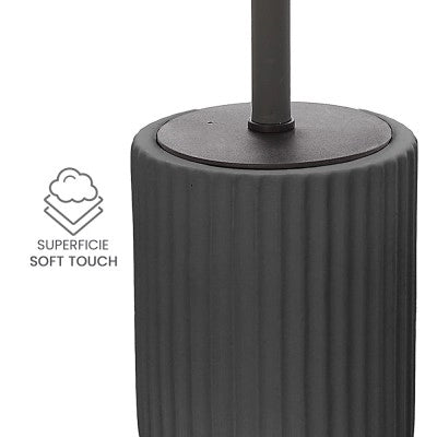 Scopino wc nero in ceramica soft touch con setole nere Spring