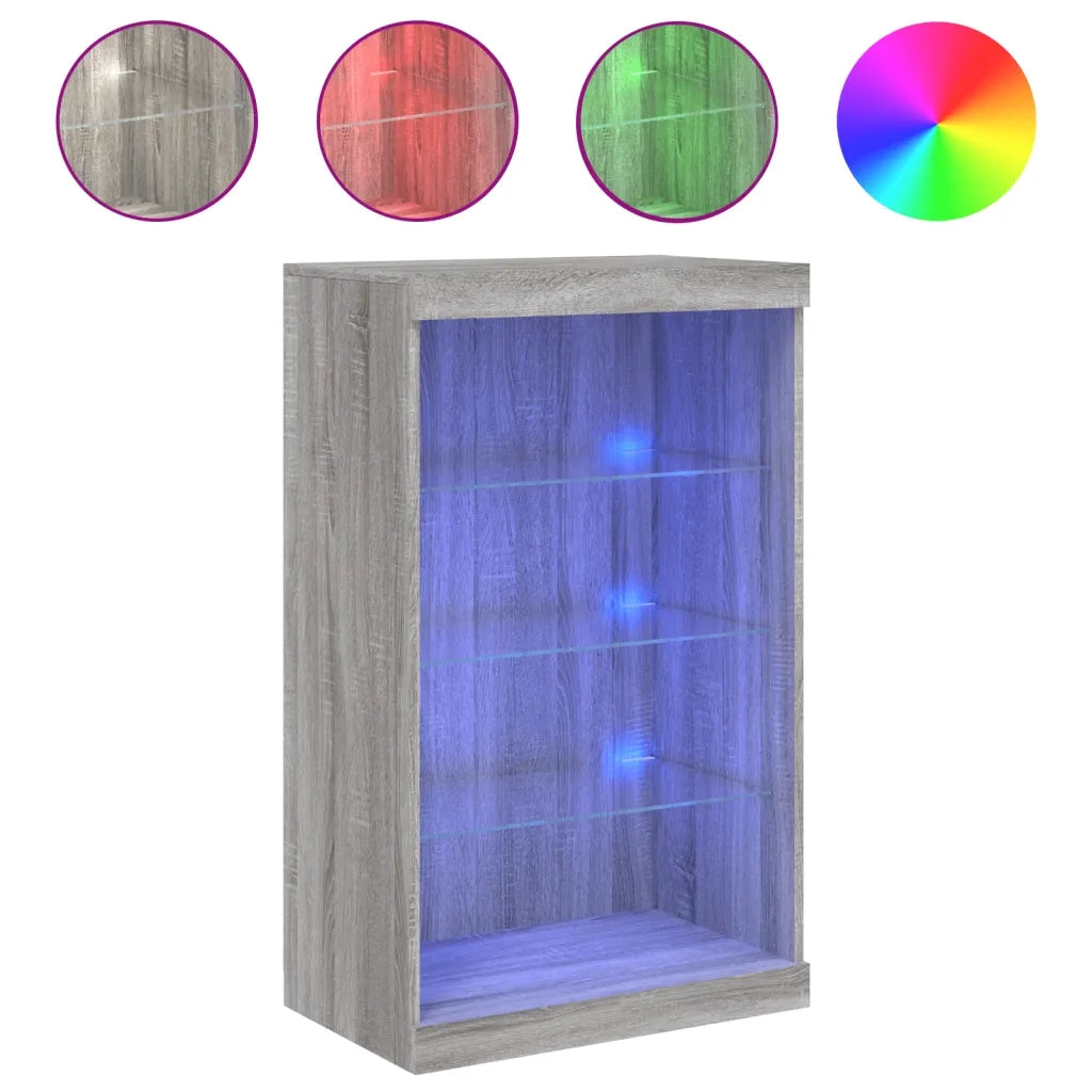Credenza con Luci LED Grigio Sonoma 60,5x37x100 cm 836712