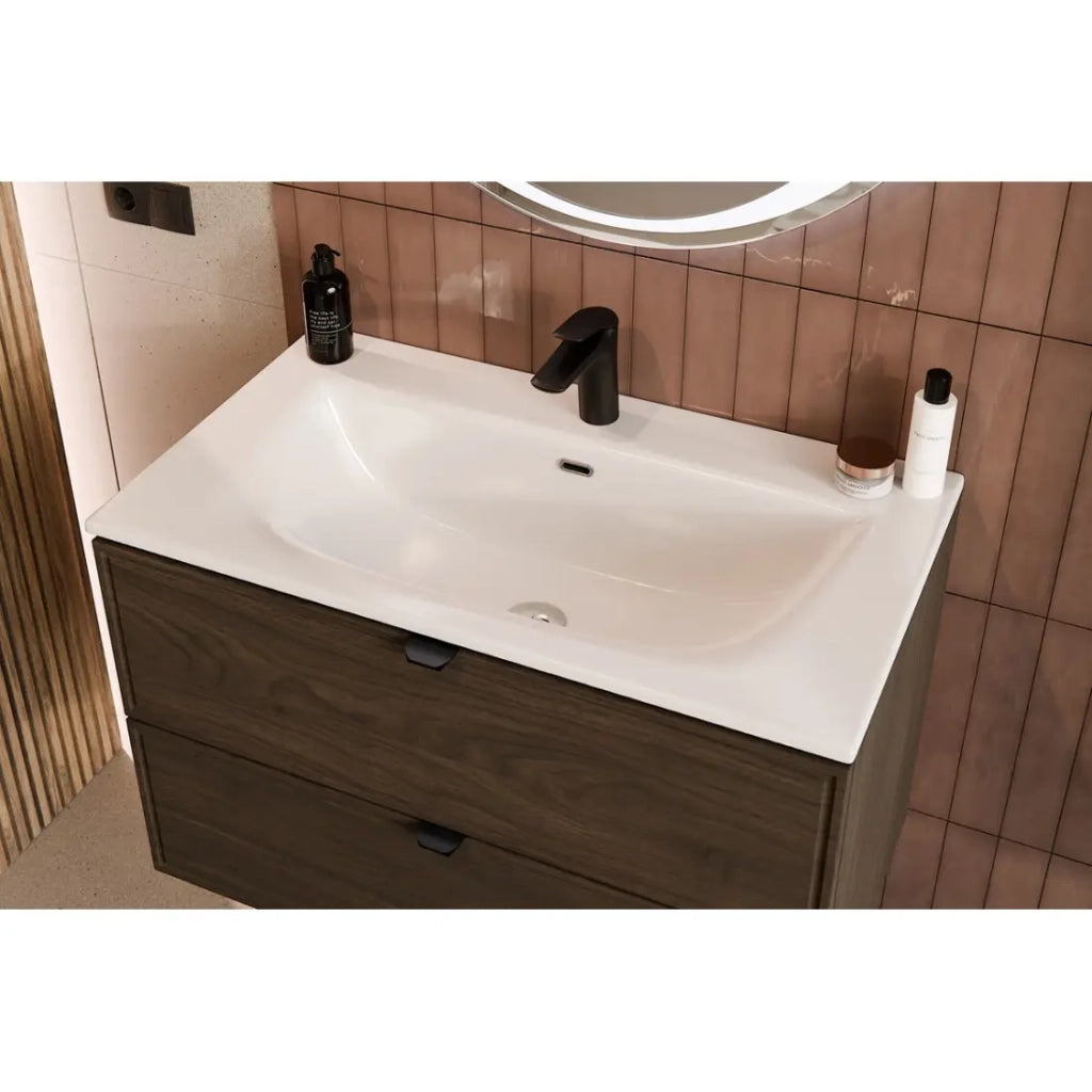 Lavabo da incasso VELOA 80 cm ceramica bianco lucido design moderno