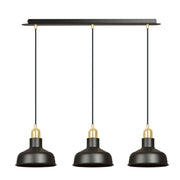 Lampada a sospensione Ibor in acciaio nero opaco e oro
