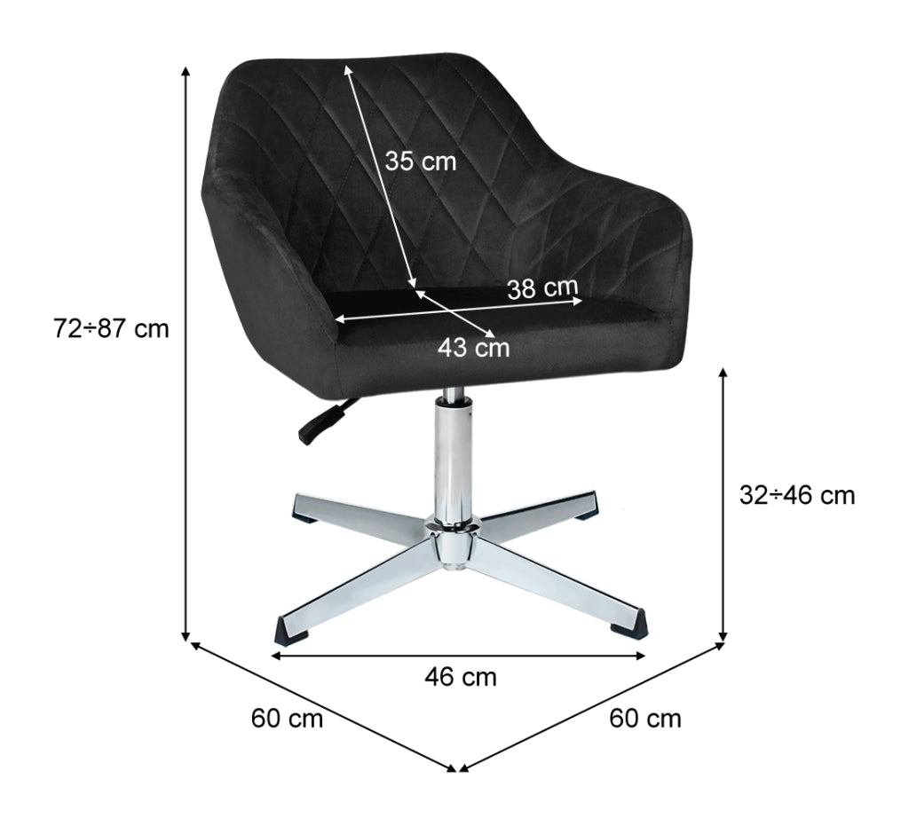 Poltrona ufficio regolabile in altezza in velluto nero - Louise - PL10LOPM