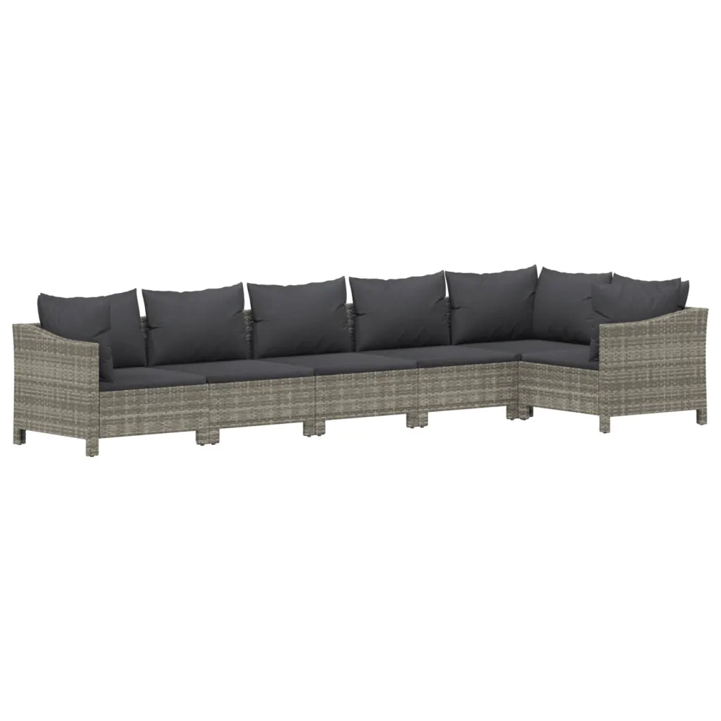 Set Divani da Giardino 6 pz con Cuscini in Polyrattan Grigiocod mxl 124594