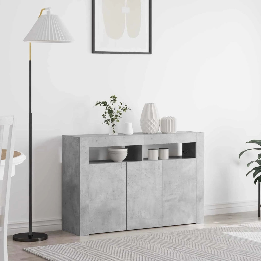 Credenza | Madia | Buffet da pranzo | Armadio da pranzo Grigio cemento 116 x 30 x 75 cm Legno multistrato