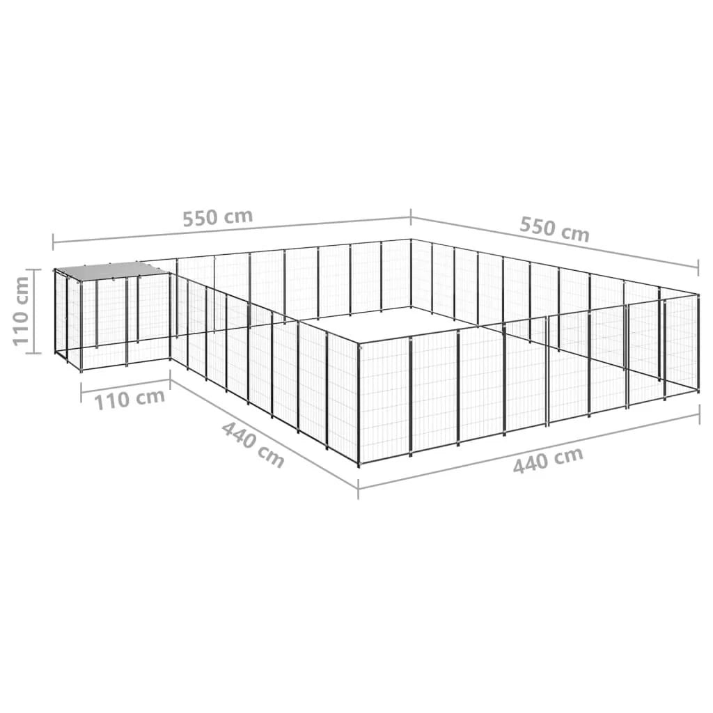 Recinto per animali da esterno per cani 25,41 m² acciaio nero 02_0000515