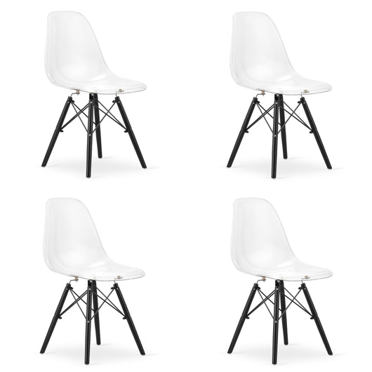 Sedia Valora OSAKA con gambe nere trasparenti per soggiorno x4